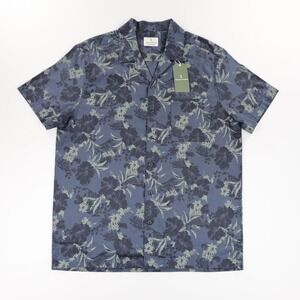 Mutual‎ Weave Men's Short Sleeve All Over Print Floral Camp Shirt Navy Size L